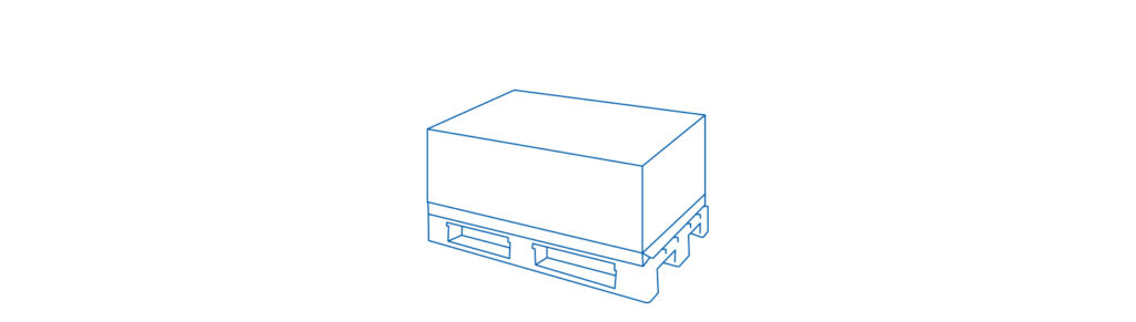 Ein Karton auf einer Palette.